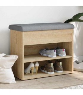 vidaXL Shoe Bench Sonoma Oak 62x32x50 cm Engineered Wood