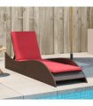 vidaXL Sun Lounger with Cushion Brown 60x205x73 cm Poly Rattan