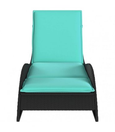 vidaXL Sun Lounger with Cushion Black 60x205x73 cm Poly Rattan