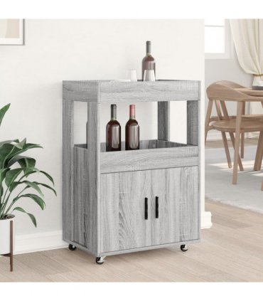vidaXL Bar Cart Grey Sonoma 60x39.5x89 cm Engineered Wood