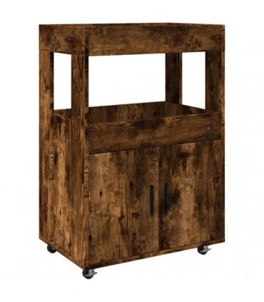 vidaXL Bar Cart Smoked Oak 60x39.5x89 cm Engineered Wood