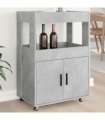 vidaXL Bar Cart Concrete Grey 60x39.5x89 cm Engineered Wood