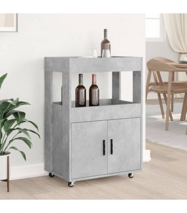 vidaXL Bar Cart Concrete Grey 60x39.5x89 cm Engineered Wood
