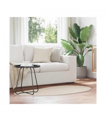 vidaXL Area Rugs HUARTE Beige 80 x 150 cm Polyester — Model: Oval-raindrop