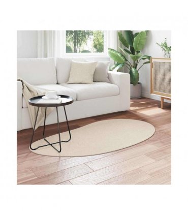 vidaXL Area Rugs HUARTE Beige 80 x 150 cm Polyester — Model: Oval-raindrop