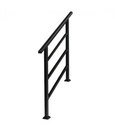 [Same Code：04286986]Handrails for Outdoor Steps, Wrought Iron Handrail Fits 1 to 4 Steps, Transitional Handrail with Installation Kit, Black
