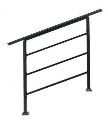 [Same Code：04286986]Handrails for Outdoor Steps, Wrought Iron Handrail Fits 1 to 4 Steps, Transitional Handrail with Installation Kit, Black