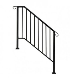 [Same Code：11384510  73142795]Artisasset Matte Black Outdoor 3 Level Iron Handrail