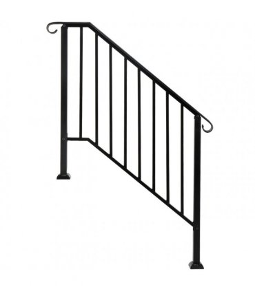 [Same Code：11384510  73142795]Artisasset Matte Black Outdoor 3 Level Iron Handrail