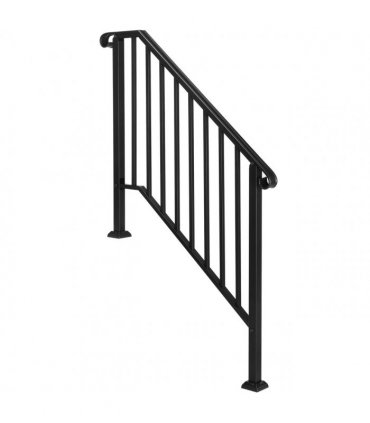 [Same Code：11384510  73142795]Artisasset Matte Black Outdoor 3 Level Iron Handrail