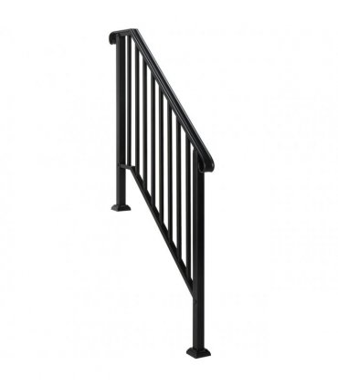 [Same Code：11384510  73142795]Artisasset Matte Black Outdoor 3 Level Iron Handrail