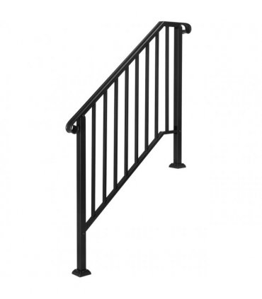 [Same Code：11384510  73142795]Artisasset Matte Black Outdoor 3 Level Iron Handrail