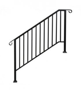 [Same Code：81504920  40310676]Artisasset Matte Black Outdoor 4 Level Iron Handrail