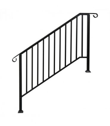 [Same Code：81504920  40310676]Artisasset Matte Black Outdoor 4 Level Iron Handrail