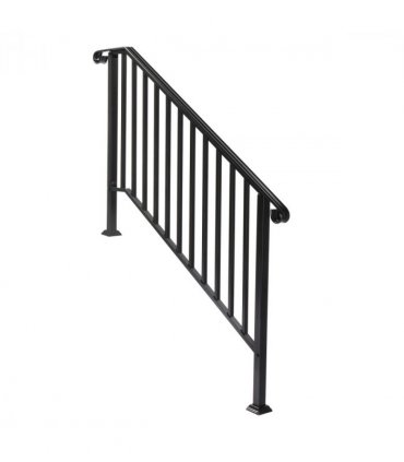 [Same Code：81504920  40310676]Artisasset Matte Black Outdoor 4 Level Iron Handrail