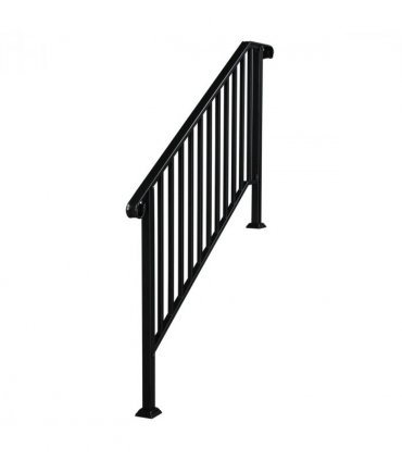 [Same Code：81504920  40310676]Artisasset Matte Black Outdoor 4 Level Iron Handrail