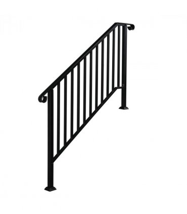 [Same Code：81504920  40310676]Artisasset Matte Black Outdoor 4 Level Iron Handrail