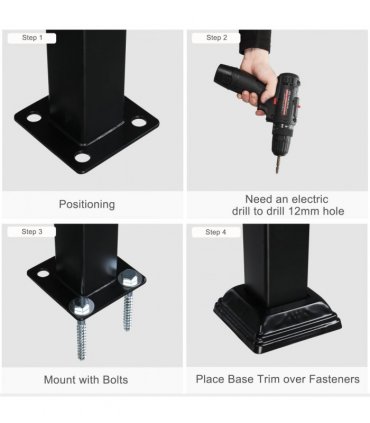 [Same Code：81504920  40310676]Artisasset Matte Black Outdoor 4 Level Iron Handrail