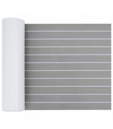 vidaXL Boat Mat Striped Light Grey and White 240 x 60 cm EVA