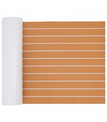 vidaXL Boat Mat Striped Brown and White 240 x 60 cm EVA