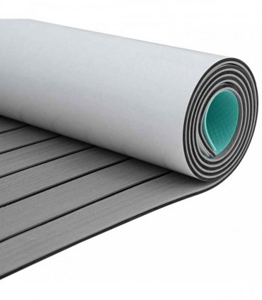 vidaXL Boat Mat Striped Light Grey and Black 240 x 90 cm EVA