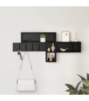 vidaXL Wall-Mounted Coat Rack with Shelf Black Oak 100 x 12 x 43.5 cm