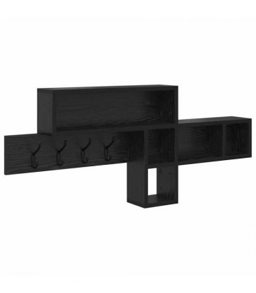 vidaXL Wall-Mounted Coat Rack with Shelf Black Oak 100 x 12 x 43.5 cm