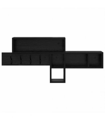 vidaXL Wall-Mounted Coat Rack with Shelf Black Oak 100 x 12 x 43.5 cm