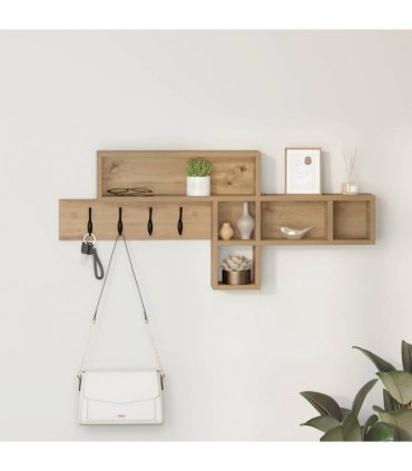 vidaXL Wall-Mounted Coat Rack Artisan Oak 100 x 12 x 43.5 cm