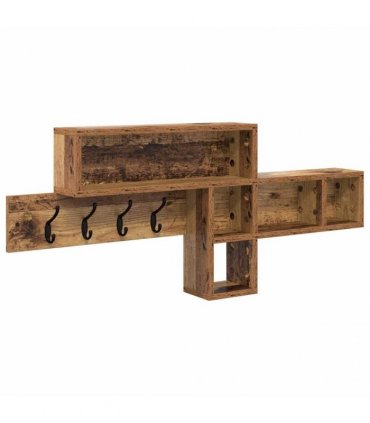 vidaXL Wall-Mounted Coat Rack with Shelf Old Wood 100 x 12 x 43.5 cm