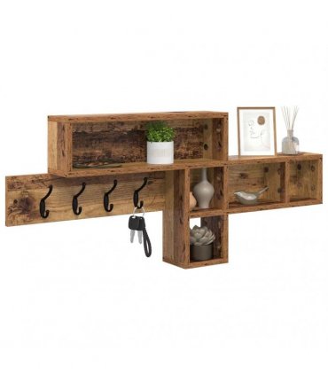 vidaXL Wall-Mounted Coat Rack with Shelf Old Wood 100 x 12 x 43.5 cm