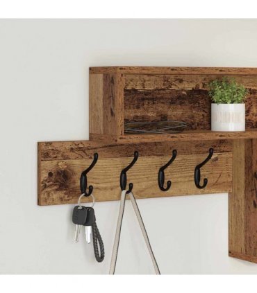vidaXL Wall-Mounted Coat Rack with Shelf Old Wood 100 x 12 x 43.5 cm