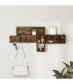 vidaXL Wall-Mounted Coat Rack with Shelf Smoked Oak 100 x 12 x 43.5 cm
