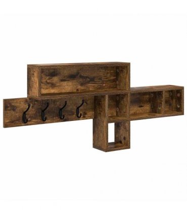 vidaXL Wall-Mounted Coat Rack with Shelf Smoked Oak 100 x 12 x 43.5 cm