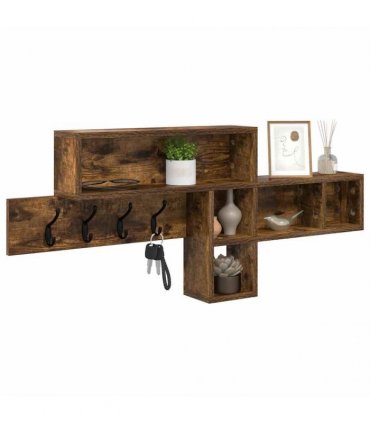 vidaXL Wall-Mounted Coat Rack with Shelf Smoked Oak 100 x 12 x 43.5 cm