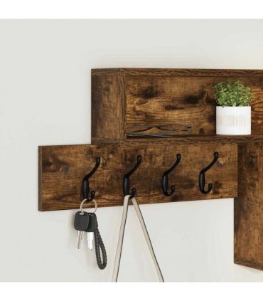 vidaXL Wall-Mounted Coat Rack with Shelf Smoked Oak 100 x 12 x 43.5 cm