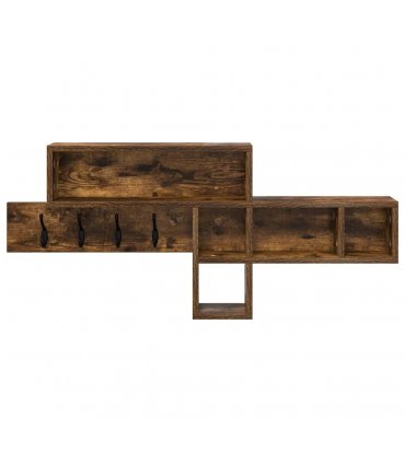 vidaXL Wall-Mounted Coat Rack with Shelf Smoked Oak 100 x 12 x 43.5 cm