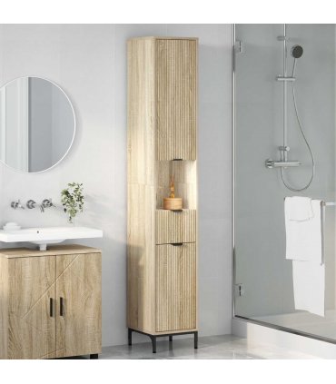 vidaXL Bathroom Cabinet with Drawer Sonoma Oak 31.5 x 33 x 190 cm