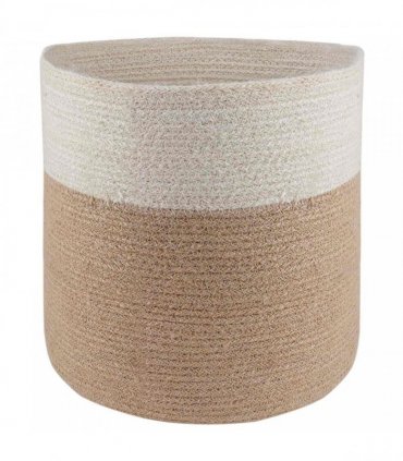 vidaXL Plant Pot Set 2 pcs Natural and White Ø 28 x 28 cm — Size: Ø 21 x 21 cm &Ø 28 x 28 cm
