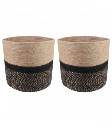 vidaXL Plant Pot Set 2 pcs Natural and Black Ø 28 x 28 cm