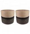vidaXL Plant Pot Set 2 pcs Natural and Black Ø 28 x 28 cm