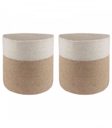 vidaXL Plant Pot Set 2 pcs Natural and White Ø 28 x 28 cm