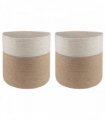 vidaXL Plant Pot Set 2 pcs Natural and White Ø 28 x 28 cm