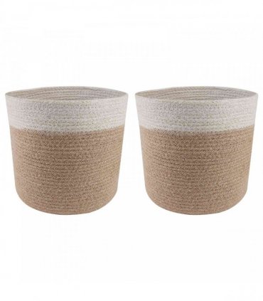 vidaXL Plant Pot Set 2 pcs Natural and White Ø 21 x 21 cm