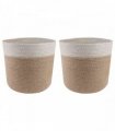 vidaXL Plant Pot Set 2 pcs Natural and White Ø 21 x 21 cm
