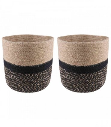 vidaXL Plant Pot Set 2 pcs Natural and Black Ø 21 x 21 cm