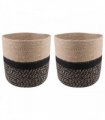vidaXL Plant Pot Set 2 pcs Natural and Black Ø 21 x 21 cm