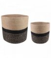 vidaXL Plant Pot Set 2 pcs Natural and Black Ø 28 x 28 cm — Size: Ø 21 x 21 cm &Ø 28 x 28 cm