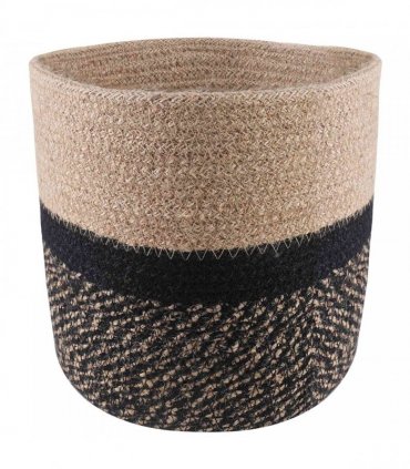 vidaXL Plant Pot Set 2 pcs Natural and Black Ø 28 x 28 cm — Size: Ø 21 x 21 cm &Ø 28 x 28 cm