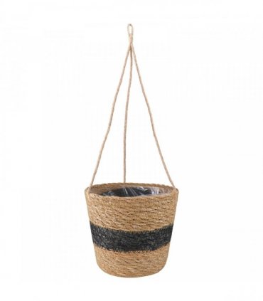 vidaXL Seagrass Plant Baskets 3 pcs Natural and Black Ø26 x 19 cm — Model: Hanging